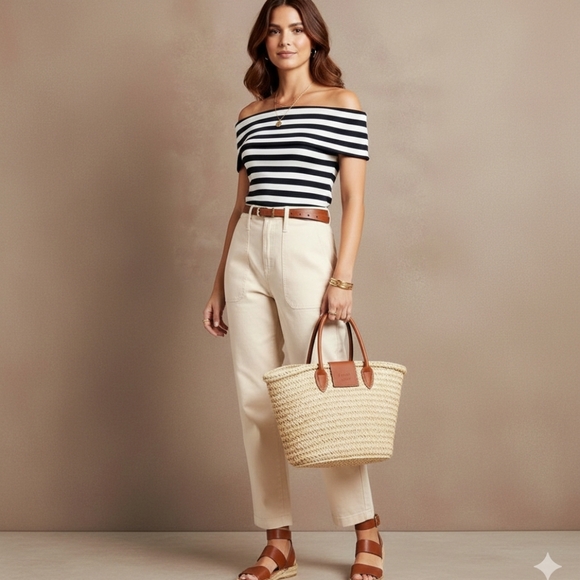 Banana Republic Off-Shoulder Striped Top - Picture 4 of 11
